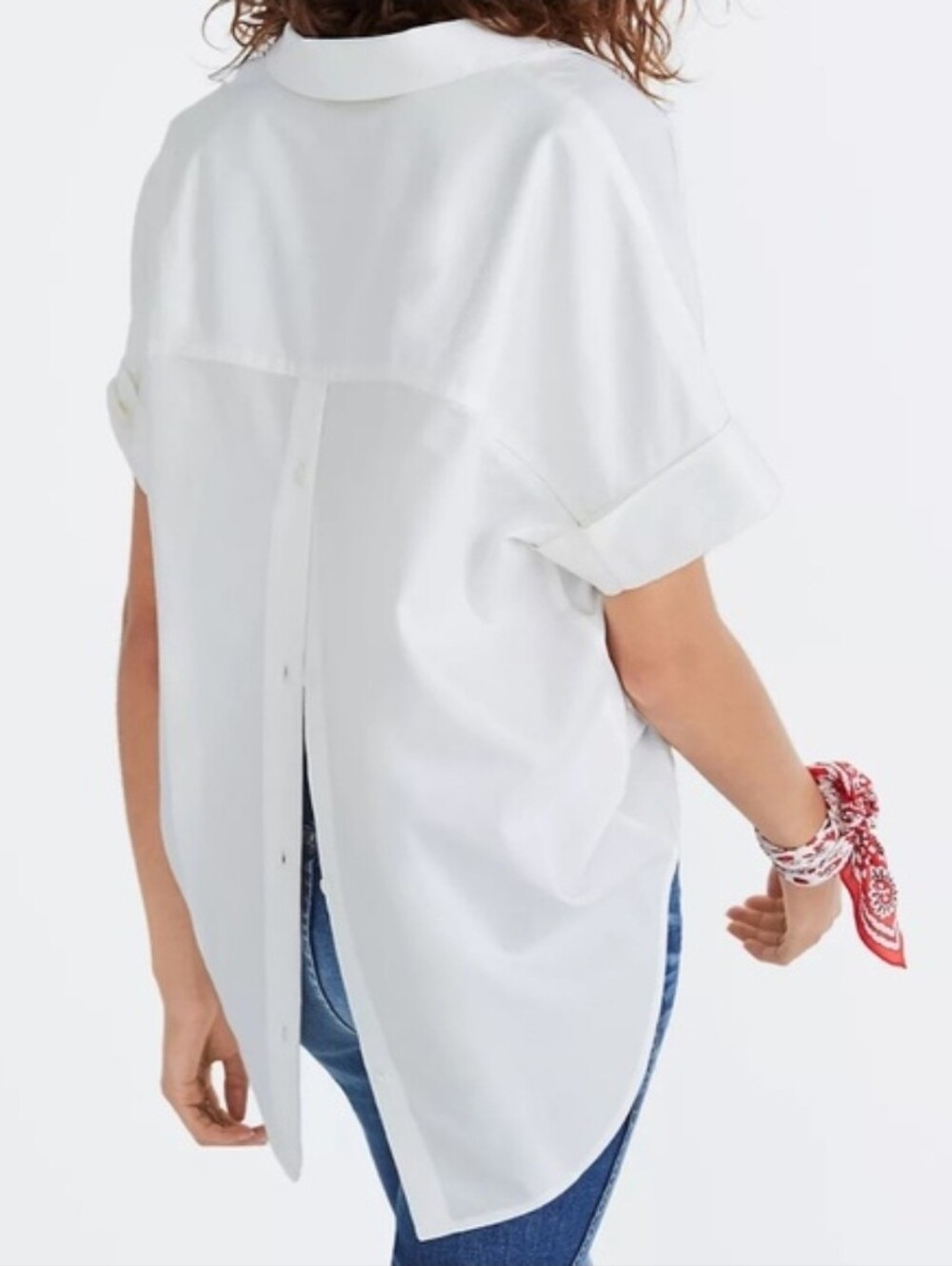 Madewell Courier Button Back Shirt in Pure White SZ XS